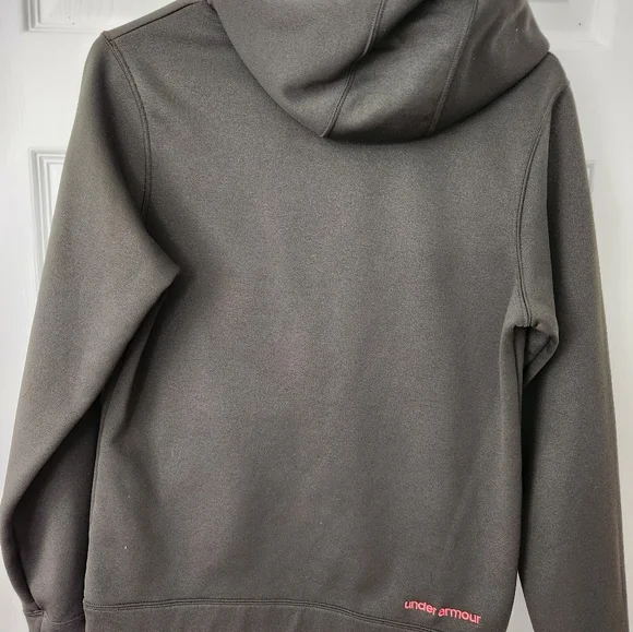 Under Armour Women's Small Hoodie Brown Pink Logo Pullover Sweatshirt - Picture 6 of 7